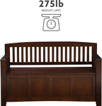 Linon Home Dcor Linon Home Decor Cynthia Storage Bench, 50"w x 17.25"d x 32"h, Walnut