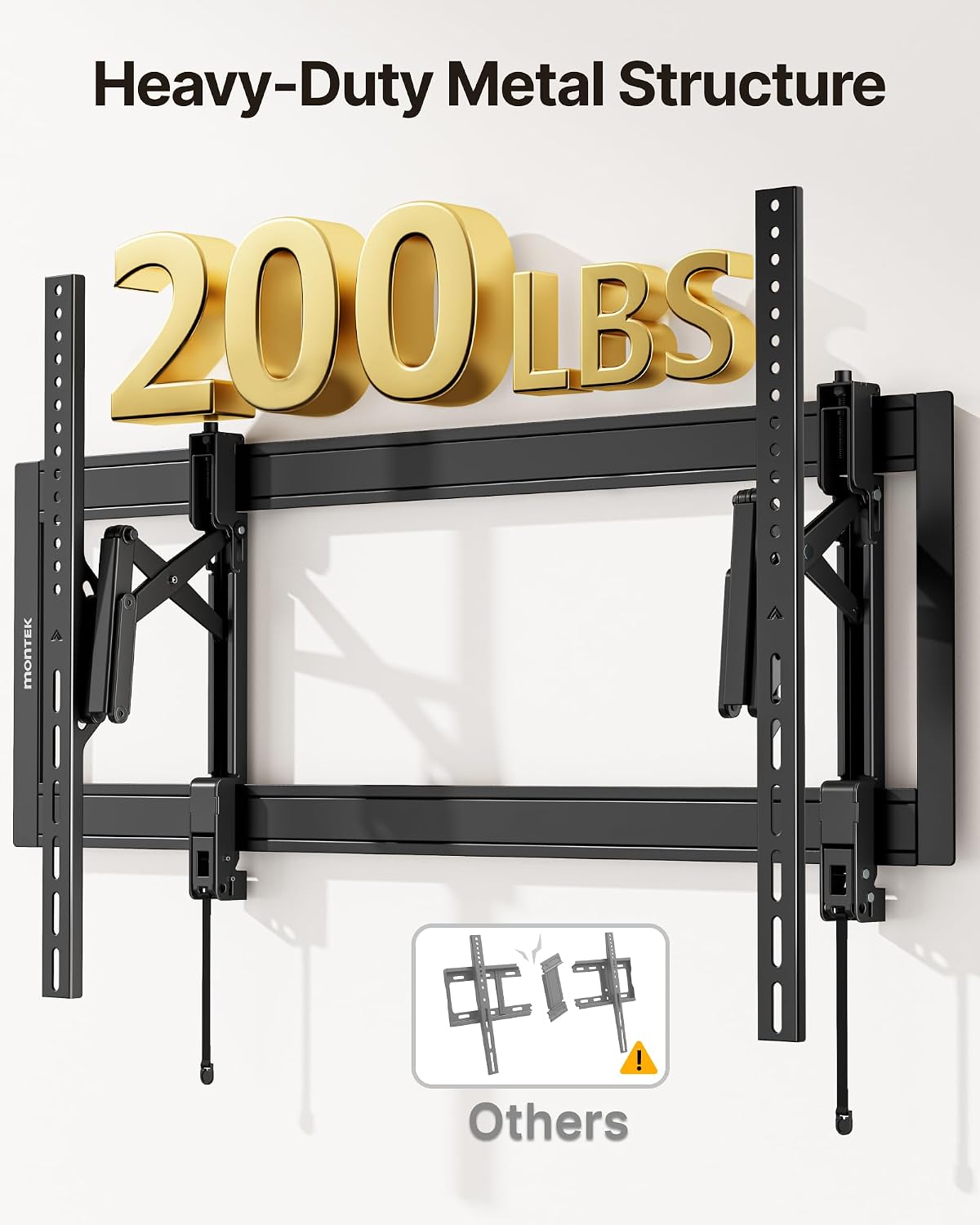 monTEK Heavy Duty Tilting TV Wall Mount for 55–105" Large TVs up to 200lbs | Tilt TV Mount,Low Profile,Swivel Adjustment,6.8" Extension, Max VESA 1000x600mm, Fits 16"/18"/24"/32" Studs,Quick Release