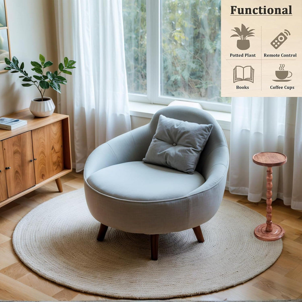 YUNMUARY-Pedestal Side Table,Drink Table with Weighted Base,Round Side Tables for Small Spaces,Small Wood NightStand,23.62" Tall Martini or Cocktail End Tables for Living Room,Corners & Office