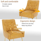 Dining Chairs Set of 4, Gold Leg Side Chair Faux Leather Vanity Mid-Century with Metal Legs Upholstered PU Leather Luxury Accent Chairs Living Room Restaurant