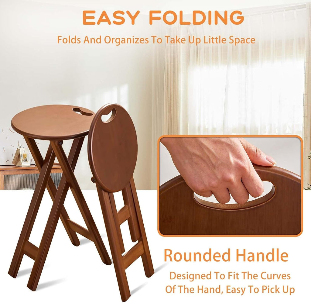 Folding Bar Stool 24.8 Inches Foldable Kitchen Bar Stool for Adults Counter Height Barstools Backless Folding High Stools for Outdoor Kitchen Island with Handle and Chair Cushion (1)