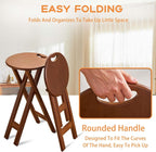 Folding Bar Stool 24.8 Inches Foldable Kitchen Bar Stool for Adults Counter Height Barstools Backless Folding High Stools for Outdoor Kitchen Island with Handle and Chair Cushion (1)