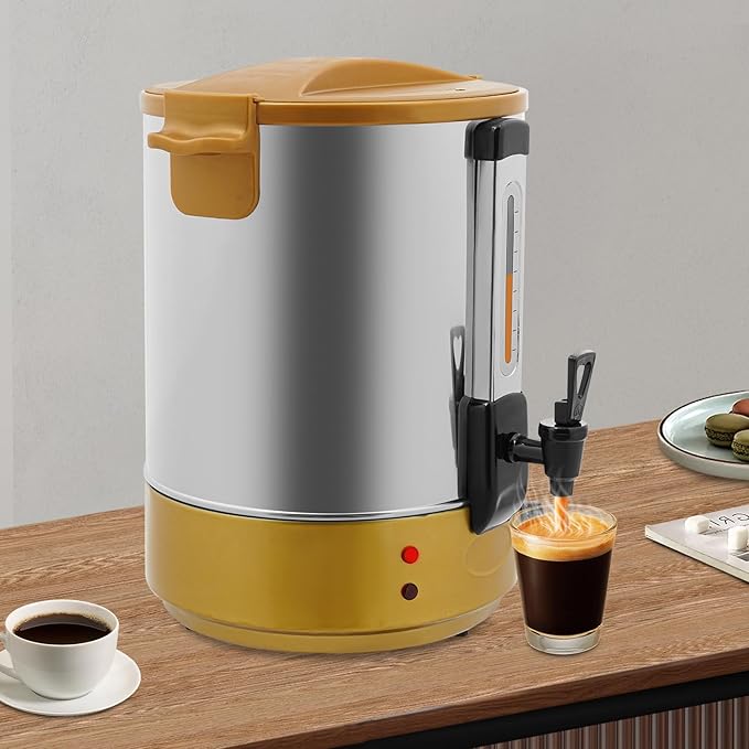 Electric Hot Water Dispenser 240 Cups Commercial Coffee Percolator & Beverage Dispenser w/Temperature Control, Stainless Steel Coffee Urn for Coffee & Tea