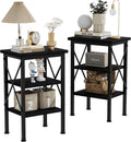 VECELO Modern Nightstands X-Design Side End Table Night Stand with Storage Shelf for Bedroom,Living Room