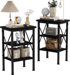 VECELO Modern Nightstands X-Design Side End Table Night Stand with Storage Shelf for Bedroom,Living Room