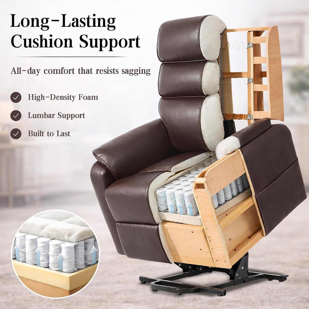 DYNOX Power Lift Recliner Chair for Elderly, Dual Motor Lay Flat Lift Chair with Heat & Massage, 350 LBS Capacity(9188,Chenille,Brown)