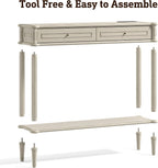 Solid Wood Console Table for Entryway with Charging Station,Retro Entryway Table with 2 Drawers-Easiest Assembly,Sofa Table with Bottom Shelf,Narrow Long Couch Table Behind Sofa for Living Room,Foyer