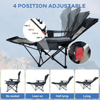 Reclining Camping Chair 4 Position with Foot Rest Comfortable for Adults 265Ibs Folding Lounger Mesh Beach Chair with Cooler Bag and Cup Holder for Outdoor Patio