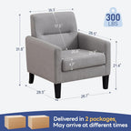 Accent Chairs Set of 2, Mid Century Modern Living Room Chairs, Light Grey | Armchair for Bedroom Apartment Living Room Dorm Reading Corner, Cozy Comfort for Reading & Relaxing, Tool-Free Assembly