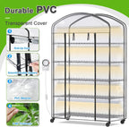 Abimars 5-Tier Greenhouse with Grow Light, Shelf Height Adjustable Metal Plant Shelf with PVC Cover and Wheels, Includes 5-Pack 2900K Full Spectrum Plant Lights, 21x49x80inch