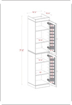 Palace Imports Solid Wood Kitchen Pantry Cabinet w/Frosted Glass Doors - Narrow Storage Cabinet - 16.5" Wide x 71.5" Tall - White, Adjustable Shelves, 100% Eco-Friendly Wood, Modular Cabinets