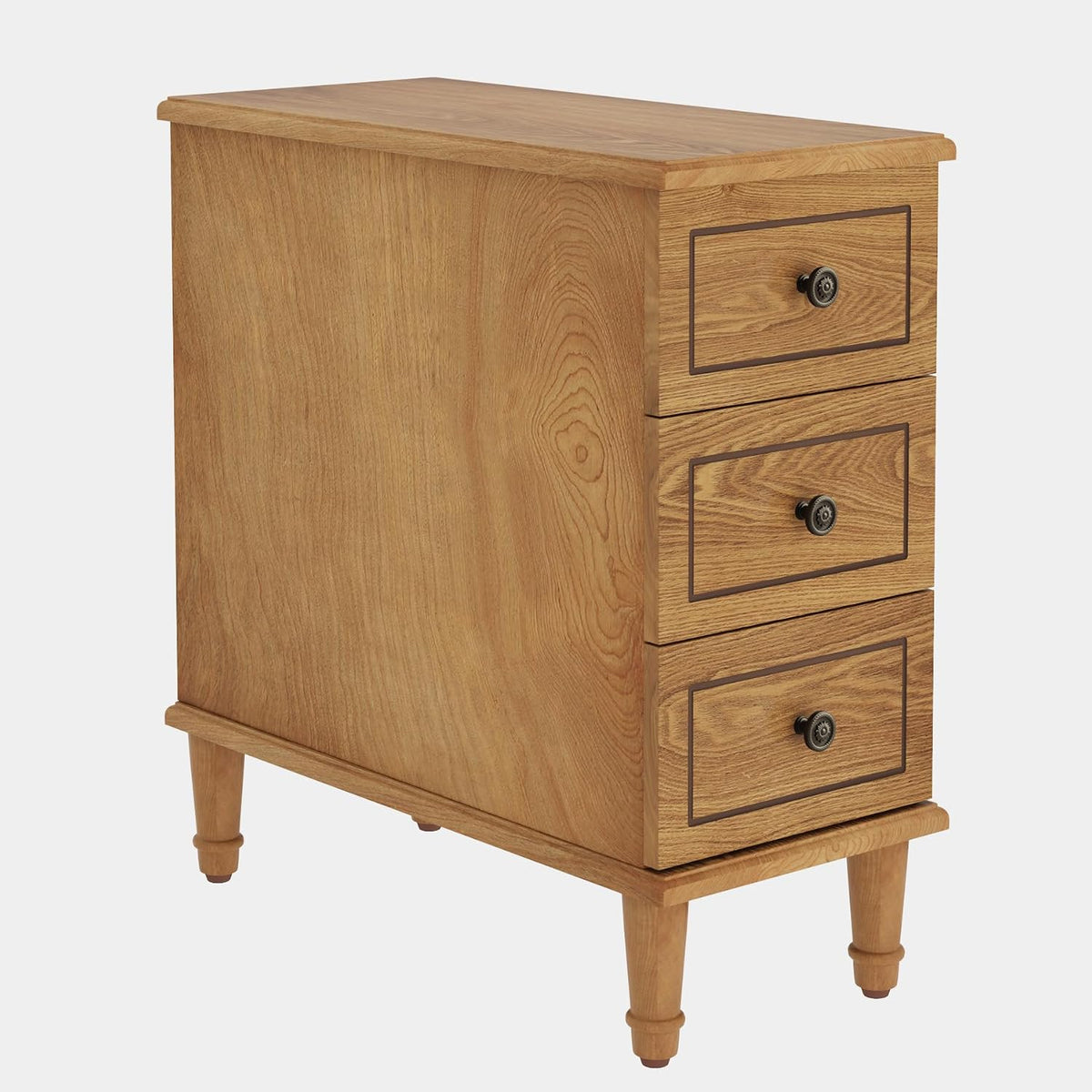 Tribesigns Solid Wood End Table, Fully Assembled Narrow Side Table with Drawers, Pre-Assembled Nightstand Slim Bedside Table for Small Spaces, Living Room, Bedroom, Wood