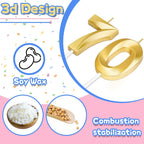70th Birthday Candles for Cake,Gold Number Candles for Happy Birthday Cake Toppers,Birthday Decorations for Women Men Party Anniversary Wedding