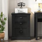Halitaa Vertical File Cabinet, Filing Cabinet with 3 File Drawers & Lock, Farmhouse Small File Cabinet Fits Letter/A4 Size, Wooden Printer Stand, Home Office Cabinet, Black