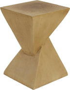 Modern Hourglass Side Table, Sculptural End Table for Living Room, Bedroom & Office, Hand-Finished Accent Table with Wood-Like Texture, for Indoor Use, Compact 18 Inch Design,Light Natural
