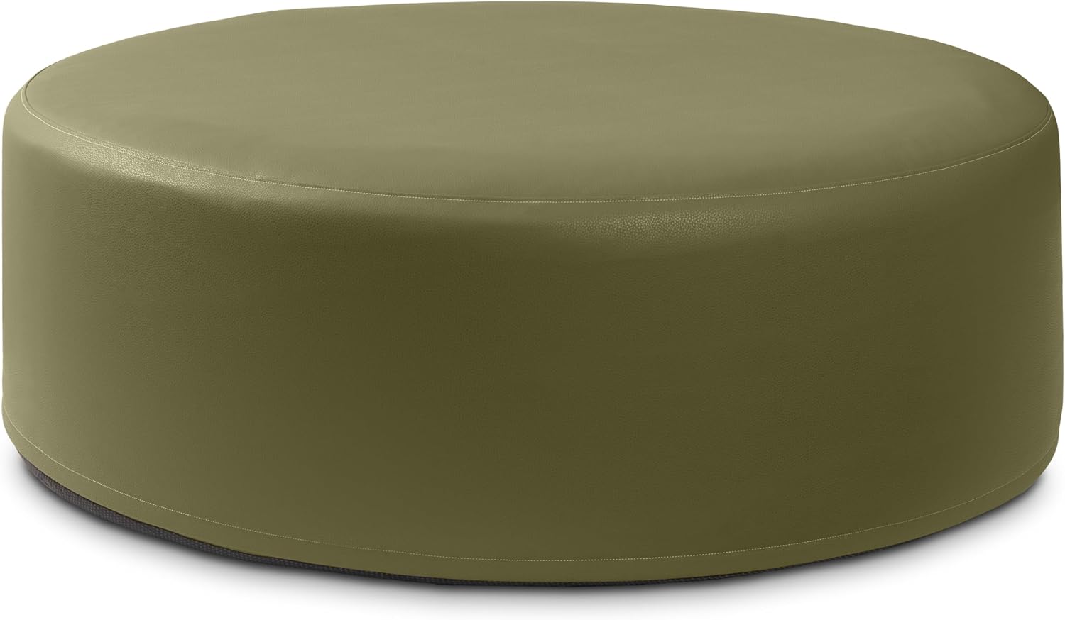 Jaxx Candler Round Couch Ottoman – Oversized Giant Coffee Table Ottoman - Versatile Firm Foam Construction - Kid Safe with Removable Cover, 44”, Premium Faux Leather, Olive Green