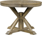 54'' Round Oval Dining Table Extendable Kitchen Table for 4-6, Modern Mid-Century Retro Style Wood Dining Room Table with a 12" Leaf for Living Room Kitchen, Natural Wood Wash