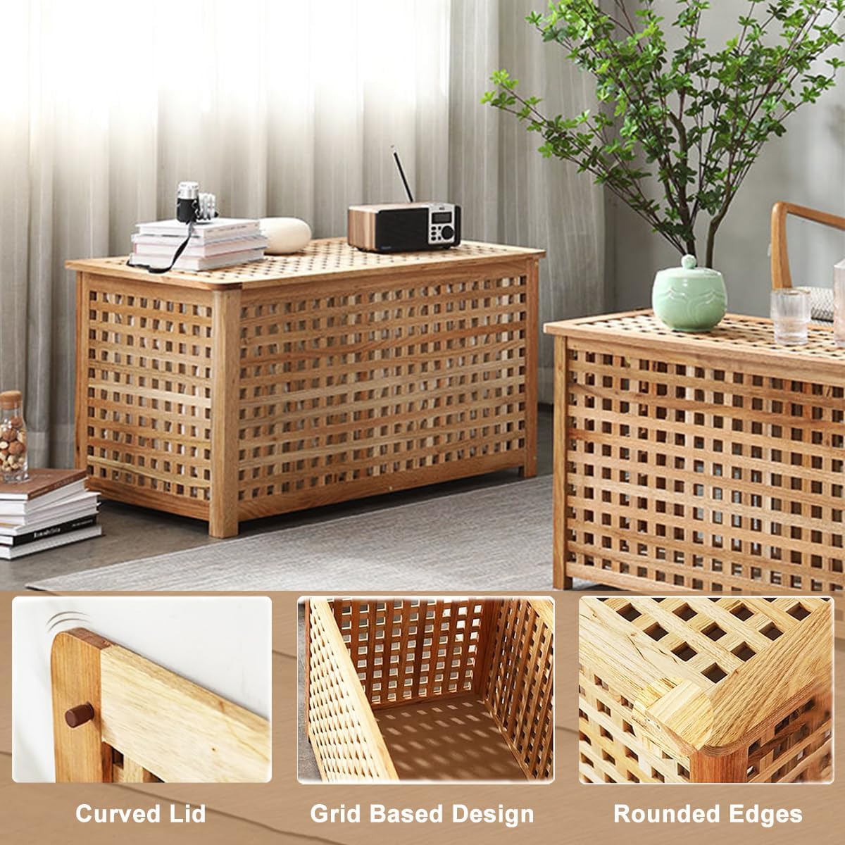Solid Wood Entryway Bench with Storage, storage chest with Removable Bag | Large storage chest with Removable Bag, Wood Coffee Table for Living-room, Bedroom, Patio, DIY Bunny House, 39x20x20in