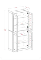 Palace Imports Solid Wood Tall Pantry Cabinet – 71.5" H x 32" W – Black Wooden Storage Cabinet for Kitchen w/Clear Glass/Shaker Doors & 4 Adjustable Shelves, 100% Eco-Friendly Wood, Made in Brazil