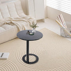 C Shaped Round Side Table, Metal End Table for Couch Sofa Bed, Small Accent Coffee Table with O Shaped Base, Modern Bedside Table for Small Space Living Room Bedroom Office (Black)