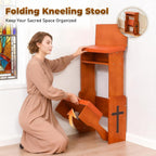 Prayer Kneeler Bench with Book Rest, Adjustable Height Foldable Kneeling Bench with Thick Padding, Portable Prayer Stool for Home, Church and Meditation