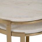Elegant End Table, Side Table, or Night Stand for Room Decor - Round Metal Accent Table with Marble Top for Small Spaces - Perfect for Home, Bedroom, or Living Room Set of 2 - 22", 20" White & Gold