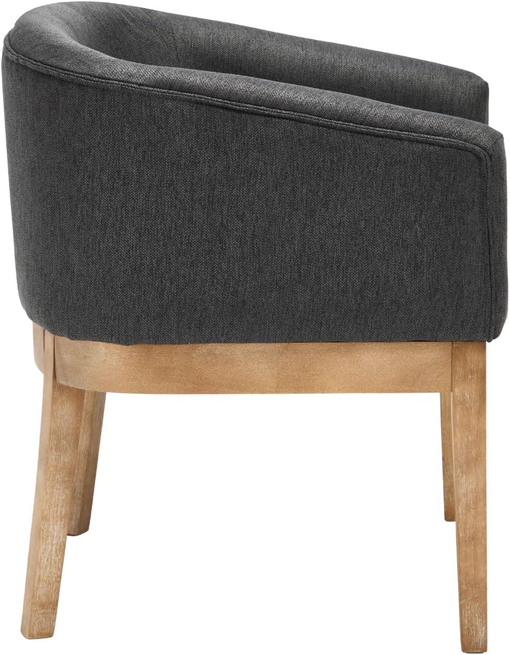 Linen Dining Chairs Set of 4, Barrel Farmhouse Kitchen Chairs with Arms, Upholstered Side Chair with Solid Wood Legs for Dining Room, Bedroom,Gray