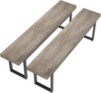 STHOUYN 59” Dining Bench Pair of 2 for 6-8 Person, Farmhouse Indoor Kitchen Table Benches, Bed Bench, Industrial Shoe Bench (Grey 2pcs)