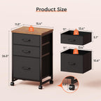 Maihail 3 Drawer File Cabinet with Wheels with Open Storage Shelf, Rustic Brown