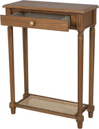 East at Main Lenora Console Table – 23.75” Narrow Entryway Table with Storage & Cane Shelf – Solid Wood Accent Table for Hallways, Foyers, and Small Spaces – French Country & Traditional Style