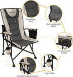 REALEAD Camping Chairs for Adults - Heavy Duty Folding Chairs for Outside Support 400 LBS - Padded High Back Camp Chair with Movable Backrest - Portable Lawn Chairs for Outdoor Sports