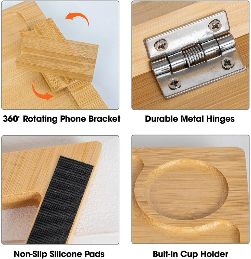 Wrappiness Custom Engraved Couch Arm Table for Dad, Wood Sofa Arm Rest Tables with 360° Phone Holder, Portable Sofa Armrest Tray for Drink Snacks, Gift for Fathers Day (Best Dad Ever)