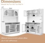 71" Kitchen Pantry Storage Cabinet with LED Light & Outlet, White | Large Countertop, DIY Pegboard, Adjustable Shelves, Freestanding Cupboards Sideboard for Living Room and Dinning