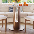 POVISON Round Dining Table, 35" Modern Sintered Stone Kitchen Table for 2 with Stable Carbon Steel Base, Pandora Small Circle Dining Room Tables for Kitchen, Living Room, Bistro(Table Only)