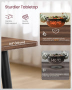 VASAGLE 55.1" Dining Table for 4-6 People, Modern Kitchen Table, Heat-Resistant Tabletop, Quick Assembly, for Dining Room, Natural Walnut and Ink Black, Island Collection UKDT100K02V2