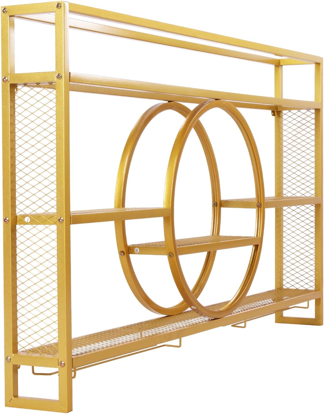 Metal Wall Mounted Wine Rack 3 Tier with LED Light Large Capacity Modern Liquor Shelves with Glass Holder Storage for Home Bar Dining Room Kitchen Living Room