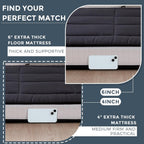 MAXYOYO 6" Extra Thick Floor Futon Mattress, Foldable Japanese Floor Mattress for Adults, Roll Up Tatami Pad for Guest Room, Black, Queen