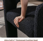 HNY Modern Barrel Kitchen & Dining Room Chairs Set of 6, Sherpa Upholstered Accent Chairs with Arm, 18.5'' Wide Side Armchairs Vanity Chairs for Living Room Bedroom Makeup Small Spaces, Black
