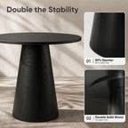Round Dining Table Wood for 2-4, Modern Farmhouse Kitchen Table | 35'' Small Circle Dining Tables with Pedastal for Kitchen Living Room (Black)