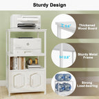 Natwind 4 Tier Printer Stand, File Cabinet w/Adjustable Open Shelves,White | Filling Cabinet with Book Shelf, Office Vertical Open Cabinet, Decorative Wood Printer Shelf with Storage for Home Office