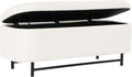 HomePop Ellipse Modern Storage Bench with Metal Legs |Homepop Home Décor|Bench with Storage for Living Room & Bedroom - Cream Boucle