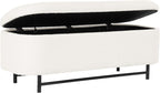 HomePop Ellipse Modern Storage Bench with Metal Legs |Homepop Home Décor|Bench with Storage for Living Room & Bedroom - Cream Boucle