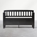 SIMPLIHOME Brooklyn Entryway Storage Bench - 48 inch Wide Solid Wood Storage Seat in Deep Black, Contemporary Bench for Entryway or Living Room with Lift-Up Lid and Slatted Backrest