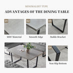 HIPIHOM Dining Table Set with Bench, Grey Table with Grey Right Seat Bench | 42.9 Inch MDF Tabletop with Corner sofa and 43.3 In Bench, Metal Legs for Family Dining Room Furniture, Apartment