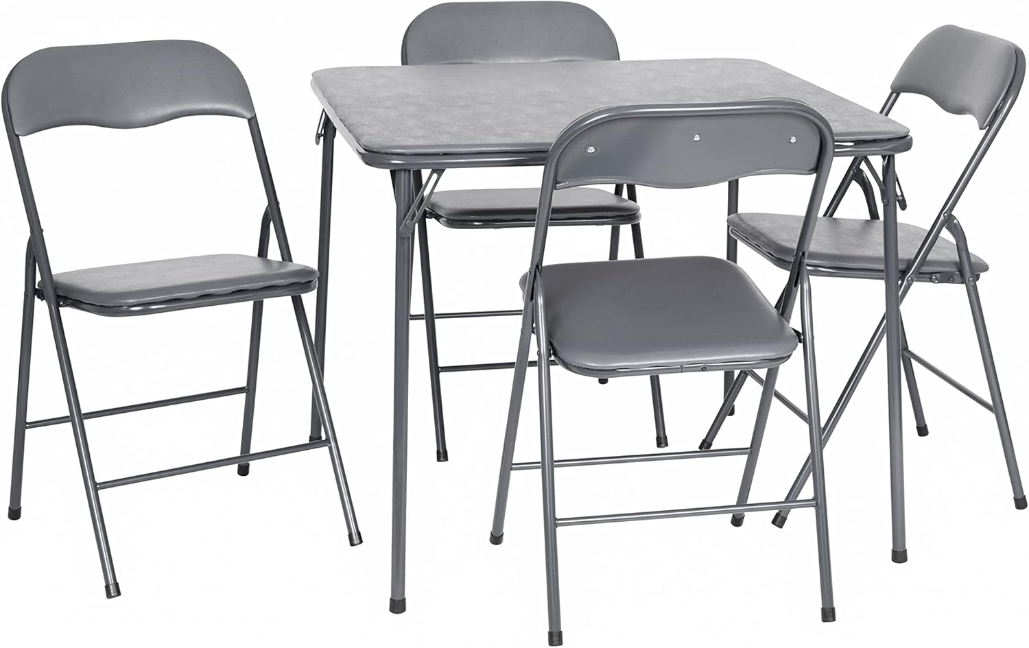 Flash Furniture Madison 5-Piece Folding Card Table and Chair Set, Gray | Portable, Indoor/Outdoor, Event Table and Chairs