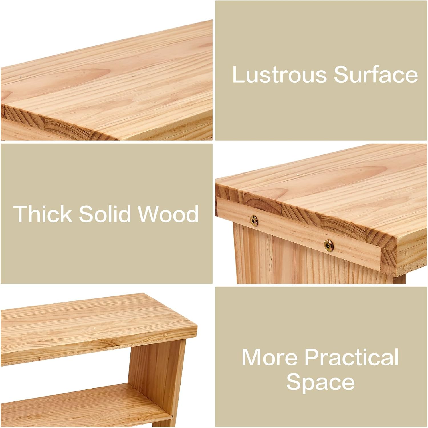 43" Solid Wood Farmhouse Bench, Entryway Bench with Storage Shelf, Narrow Rustic Indoor Bench for Bedroom, Entryway, Hallway, Dining