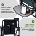 EVER ADVANCED Portable 30.7" Seat Height Tall Folding Camping Chair Directors Chair High Foldable Bar Stool with Side Table for Makeup Artist, Sports Event, Craft Show, Supports 350LBS