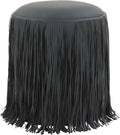 Tov Furniture Shag Me Black Performance Vegan Leather Ottoman
