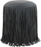 Tov Furniture Shag Me Black Performance Vegan Leather Ottoman