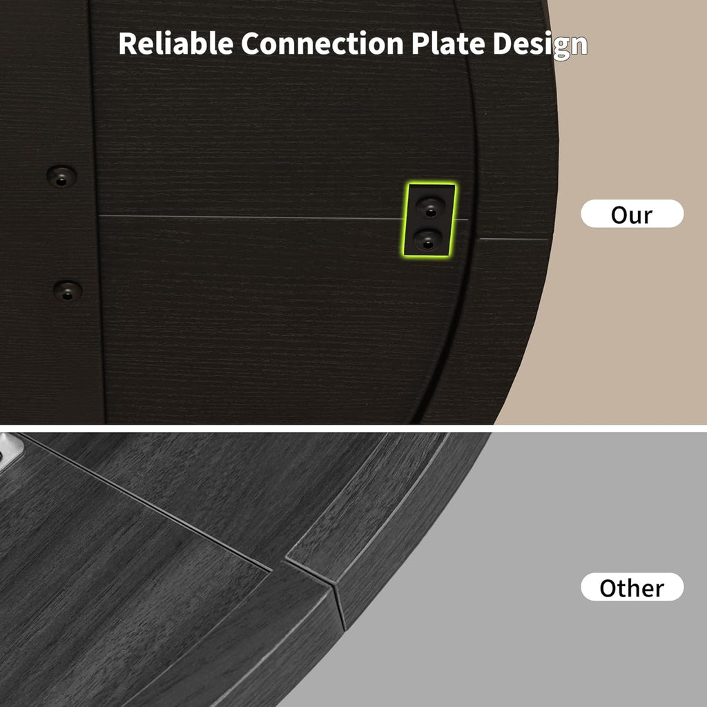 iPormis 47 Inch Round Dining Table for 4-6 People, Wooden Dining Room Table with Pedestal Base, Modern Kitchen Table for Small Spaces, Black, Table Only